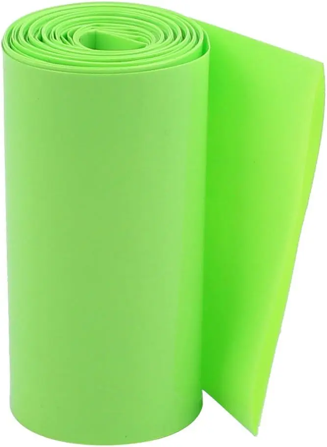 

Keszoox 85mm Flat Width 5.5M Length PVC Heat Shrink Tube Green for 18650 Battery Pack