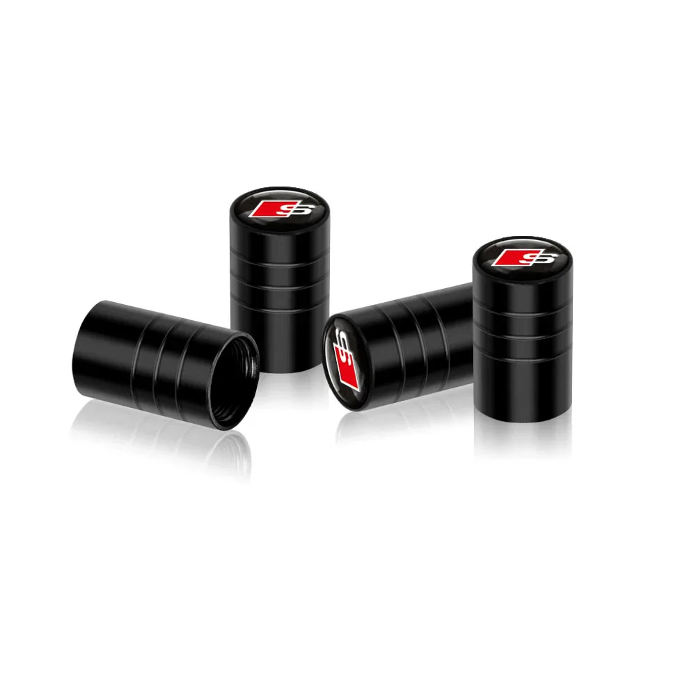 4-Piece Luxury Car Wheel Tire Valve Cap Set with Badge Emblem