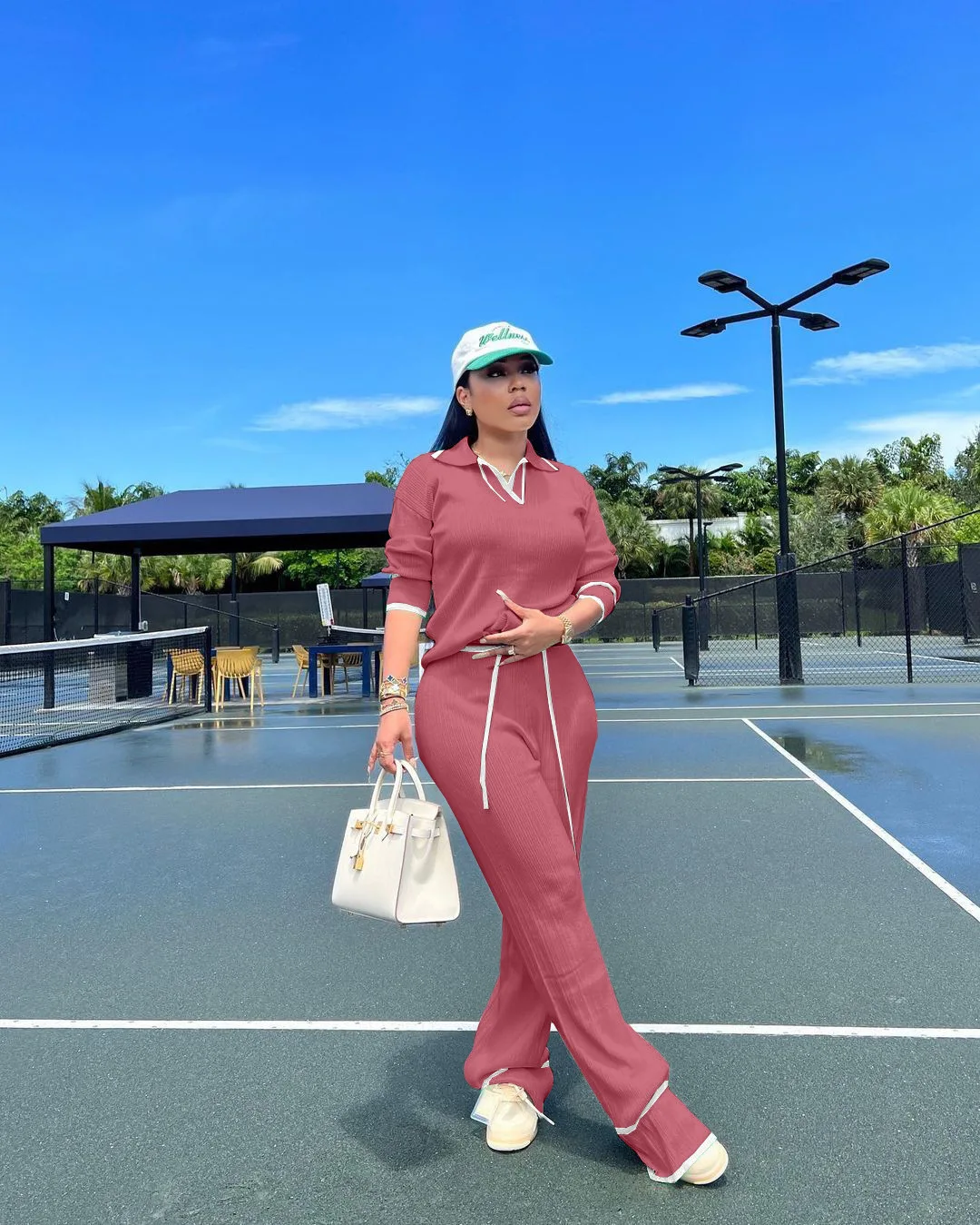 Spring Women's Suit Long Sleeve Top And Knitted Pants Sets Fashion Casual Wide Leg Pants Feminine Temperament Two-Piece Set