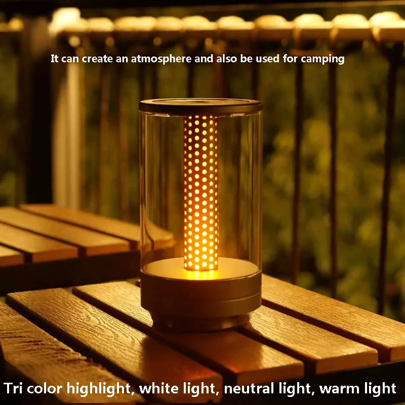 Desk Lamp Candlelight Atmosphere Charging Bedhead LED Portable Light Romantic Dining Table Outdoor Camping Candle Nightlight