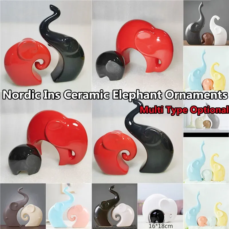 

Nordic Ins Elephants Ceramic Ornaments Home Cabinet Porcelain Elephant Decorations Multi Type Figurines Animal Miniatures