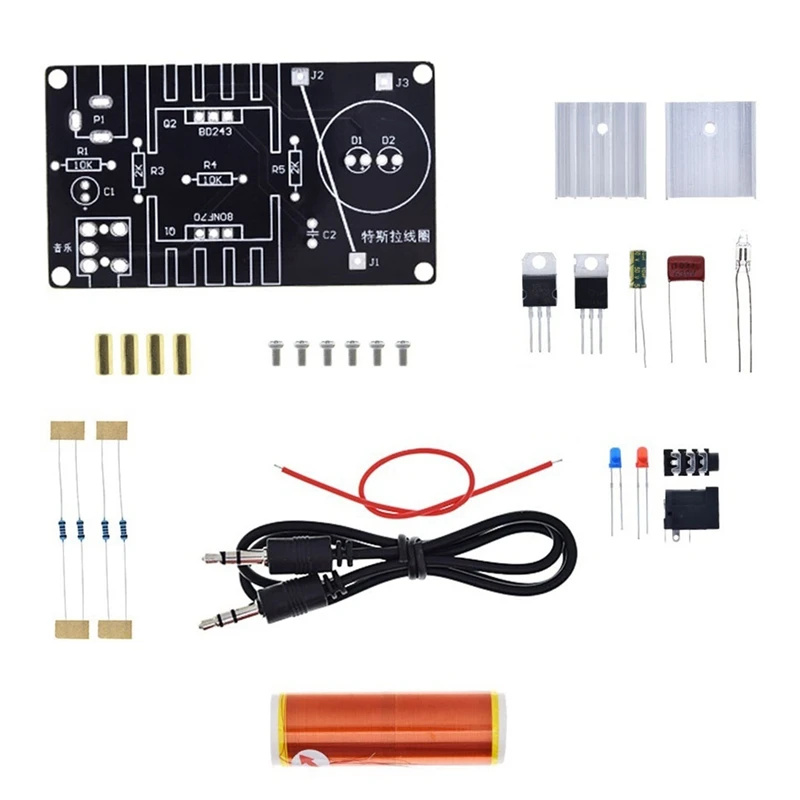 

1 Set Mini Tesla Coil Kit 15W Mini Music Tesla Coil Plasma Speaker Tesla Wireless Transmission Model DC 15-24V DIY Kits