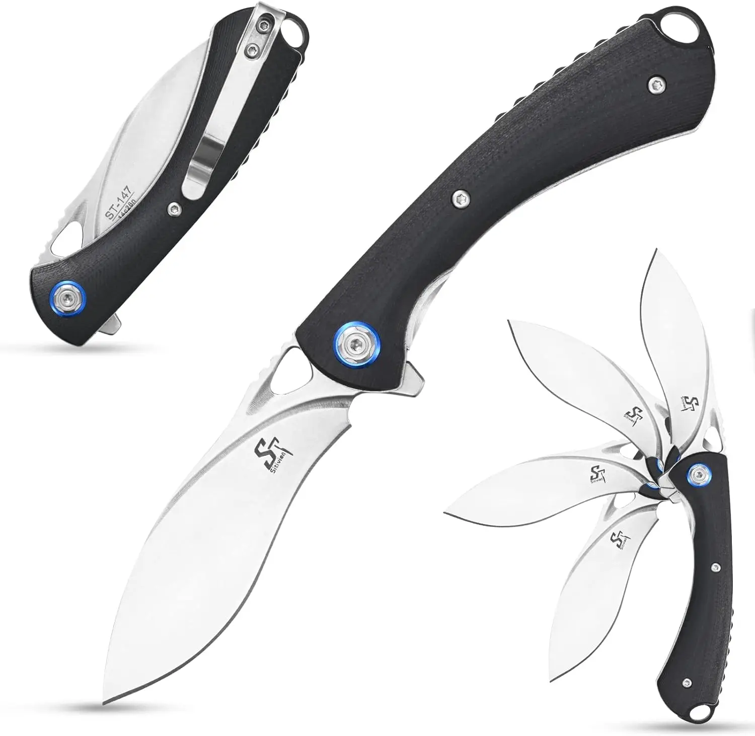 

Sitivien ST147 Folding Pocket Knife 14C28N Steel Blade G10/ Micarta Handle EDC Tool Knifes for Working Camping Hiking Collection