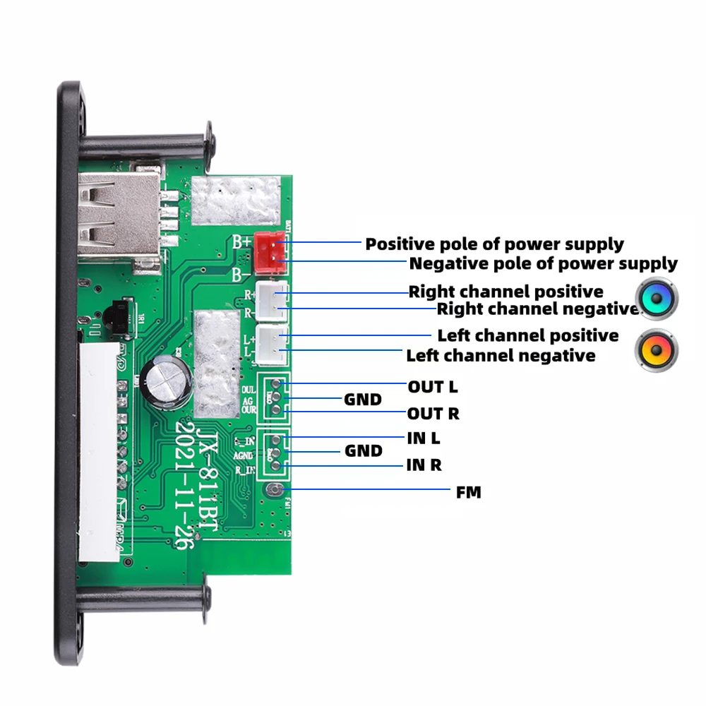 40W kebidu Bluetooth 5.0 MP3 Player Decoder Board 2*20W 12V Amplifier FM Radio TF USB AUX Module Bluetooth Receiver Car kit mp3 music player