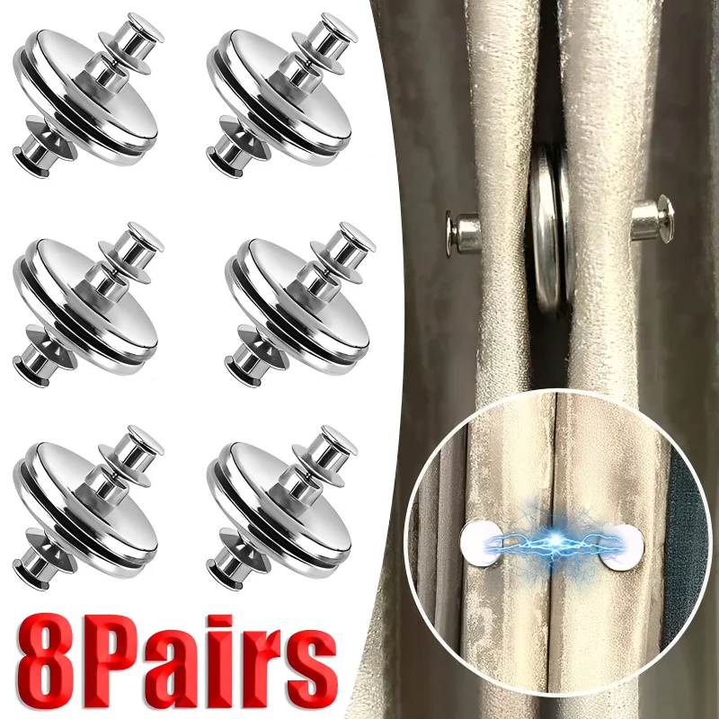 8/1Pairs Magnetic Curtain Button Room Accessories Nail Free Button Window Screen Decorative Adjustment Magnet Detachable Buckle