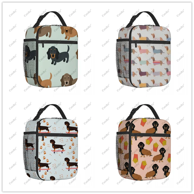 

dachshund cue dog Portable Aluminum Foil Thickened Insulated Insulated Lunch Bag Waterproof Insulated Lunch Tote Bag