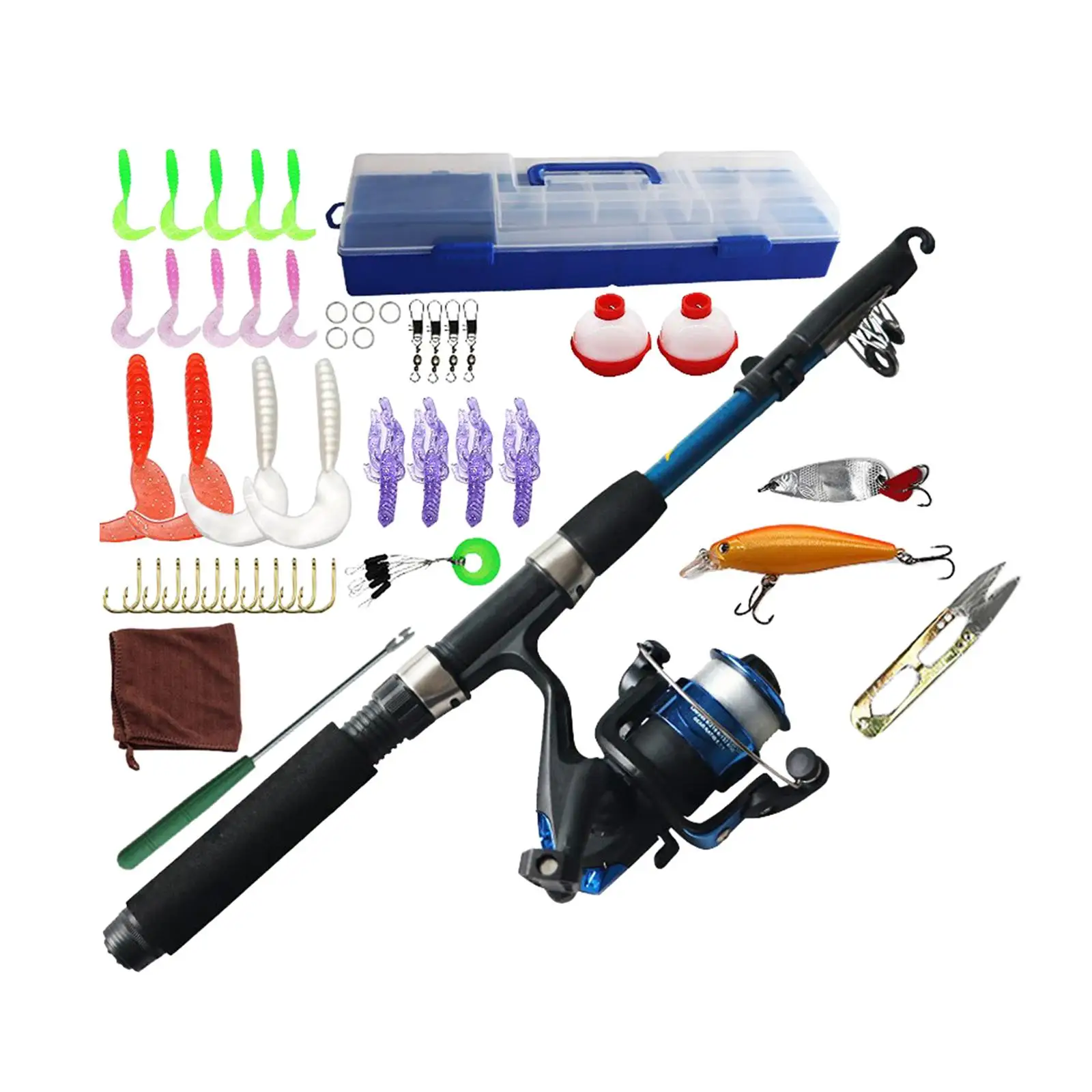 Compact Travel Telescopic Fishing Rod Combo with Tackle Box for Boys Girls Outdoor Freshwater Fishing Compact Travel Telescopic Fishing Rod Combo with Tackle Box for Boys Girls Outdoor Freshwater Fishing