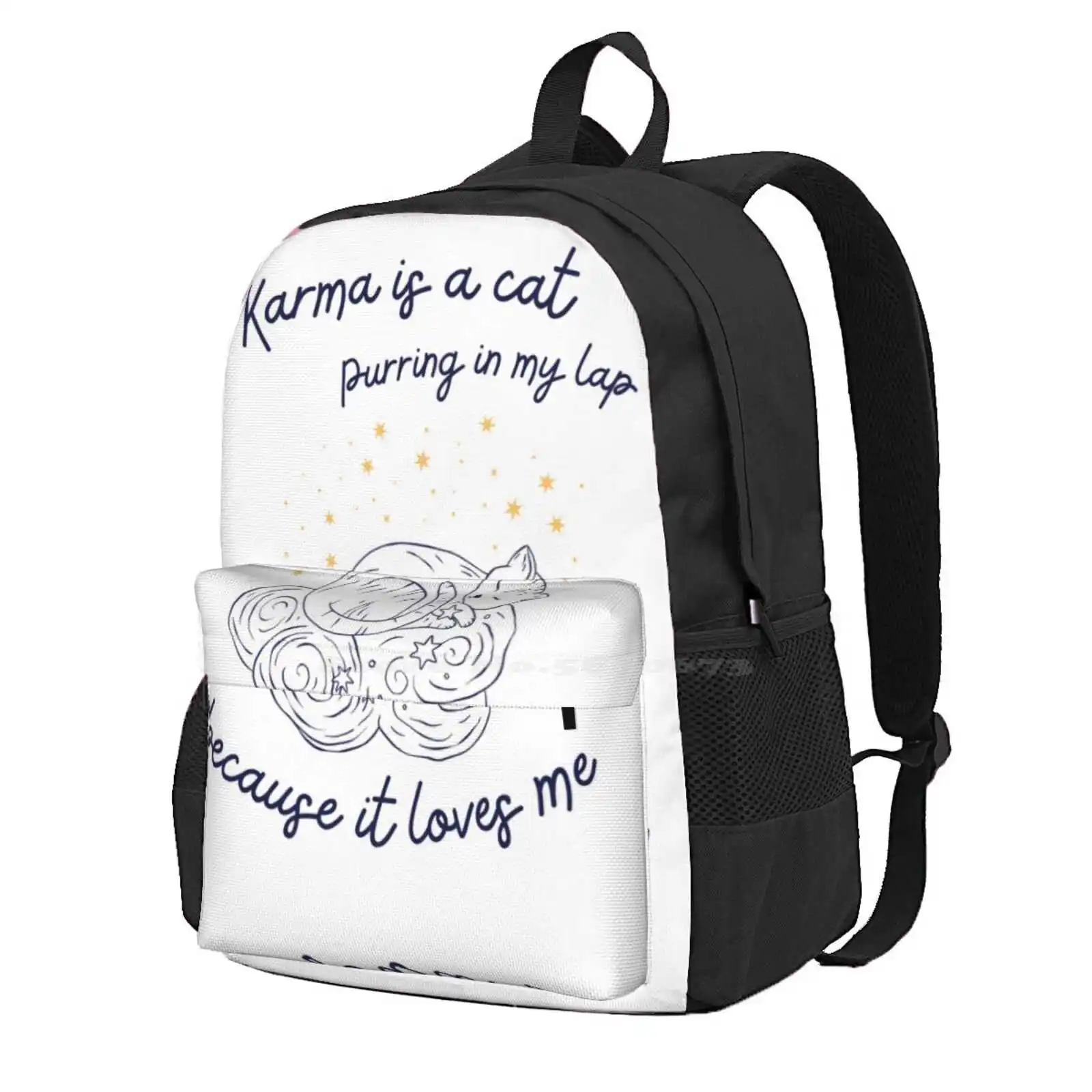 thumbnail image 1 of Mochila escolar de gran oferta Karma Is A Cat, bolsos de moda Swiftie Midnights, Lavender Haze, Taylor Eras Midnights, nuevo álbum Swifts, 1 of 4