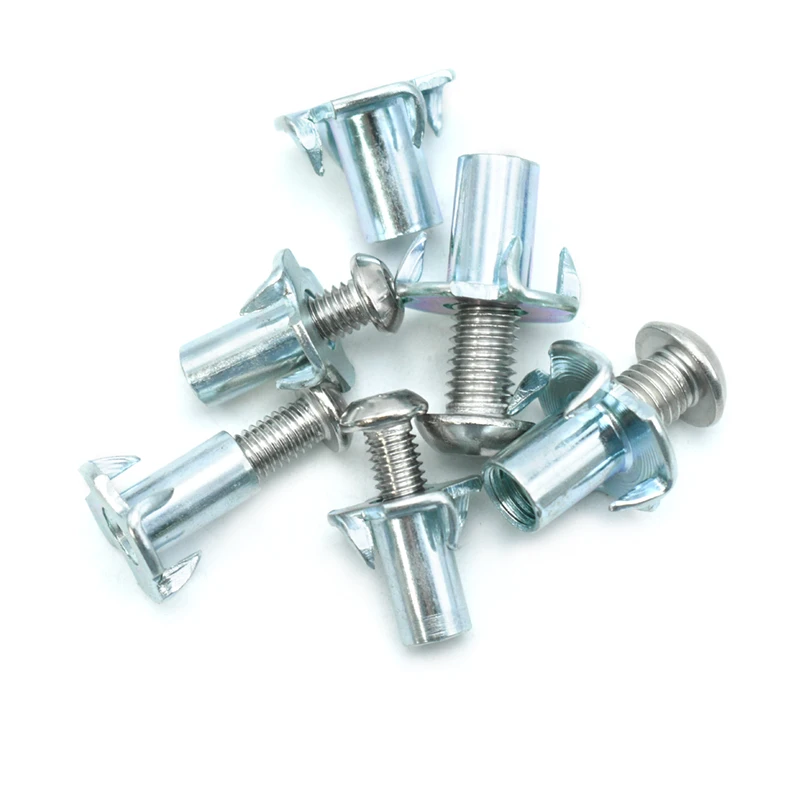 M3 M5 M6 M8 M10 Carbon Steel Zinc 4 Claw Nut 304 Stainless Steel Hex Socket Screw Bolt Kit for Wood Furniture Woodwork Assembly