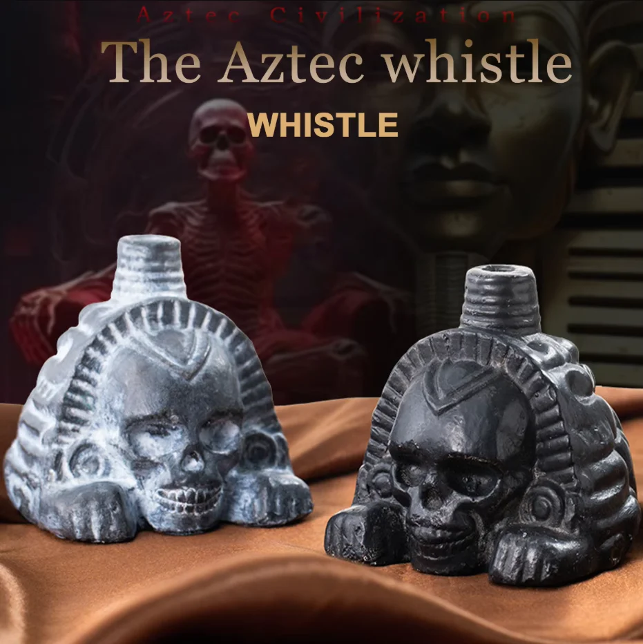 Aztec Lion Body & Human Face Ceramic Whistle, Handcrafted, Real Sound, Intricate Design for Party, Pranks