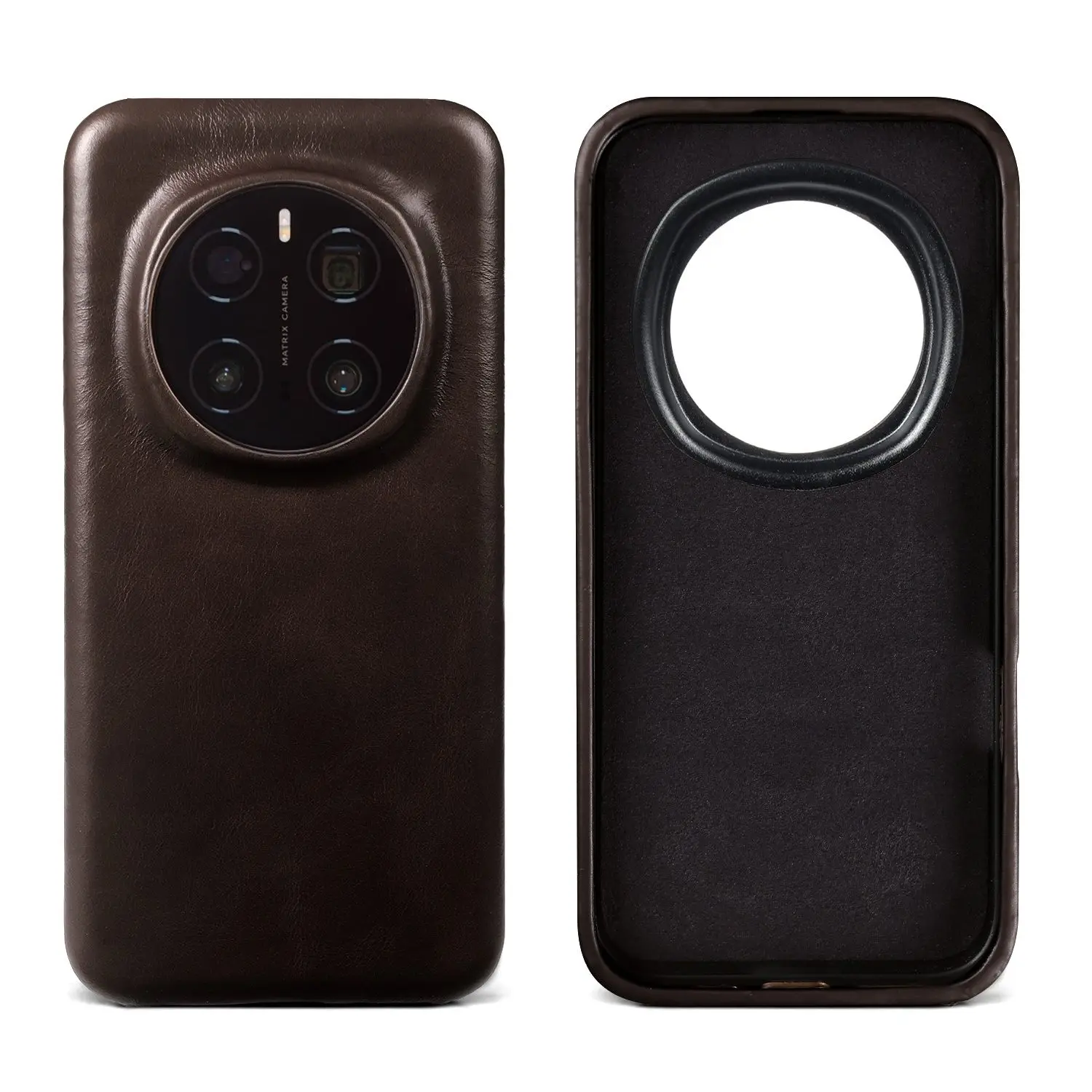 Retro Vintage Crazy House Pattern Genuine Leather Full-Wrap Back Cover Case - Aesthetic Design