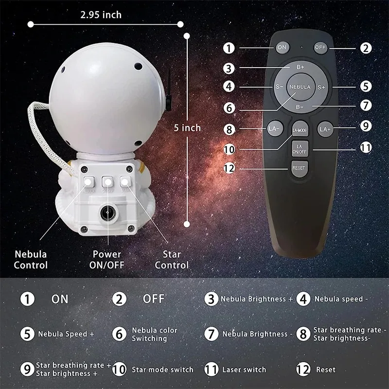 Astronaut projection light Galaxy projector LED night light starry sky atmosphere light desktop decoration light bedroom home ch 2