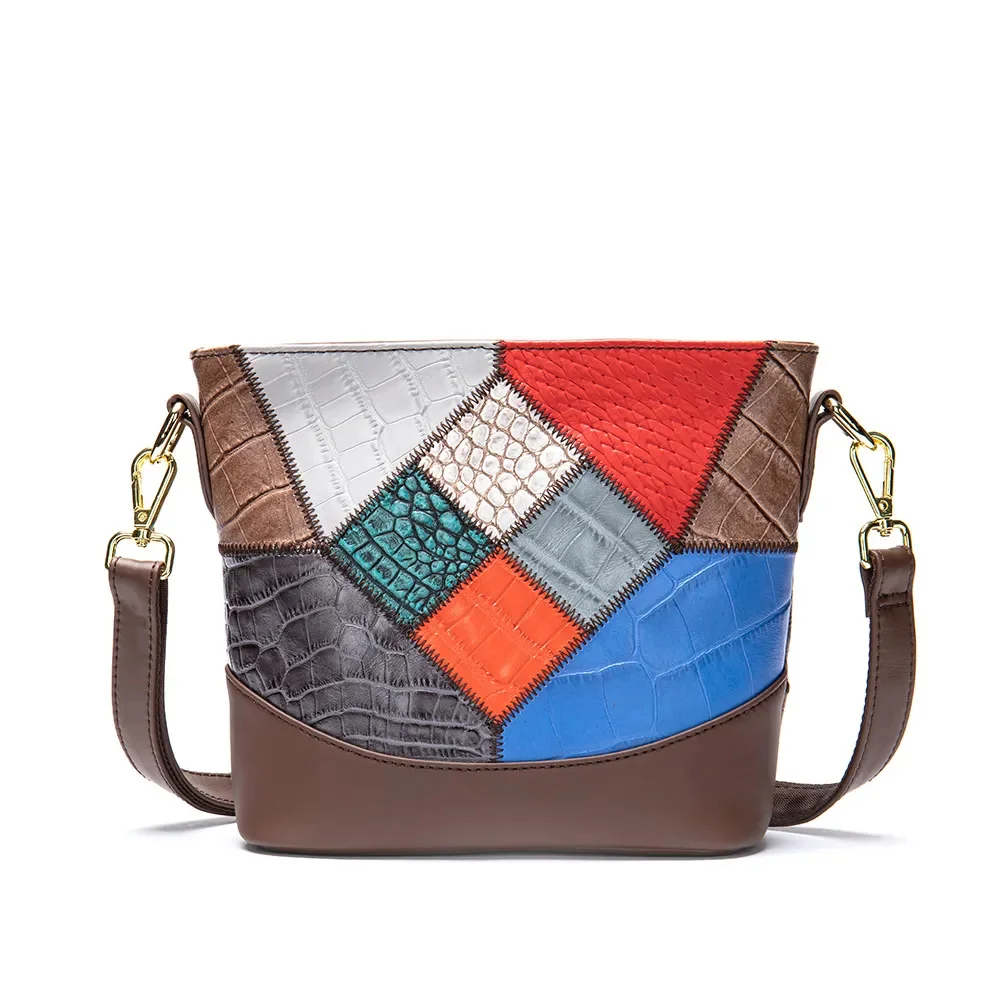 

Crossbody Bags for Women Shoulder Bag Ladies Genuine Leather Patchwork Design Fashion Handbag Retro Luxury