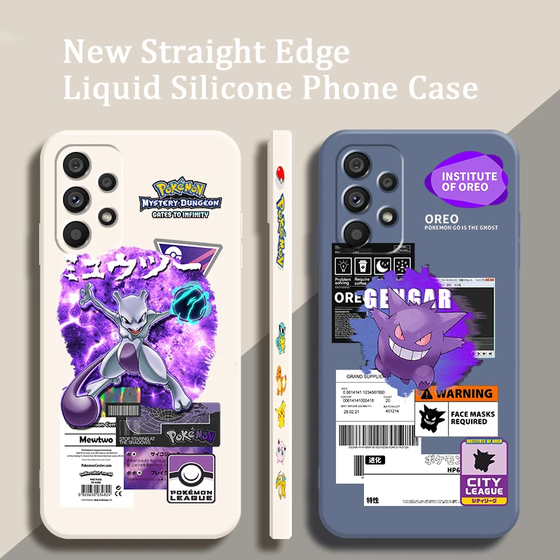 Pokemon Mewtwo Gengar Psyduck Liquid Corda Sinistra Per Samsung Note 20 10 A54 A31 A14 A03 A22 A34 A04 A24 Ultra Plus 5G Tpu
