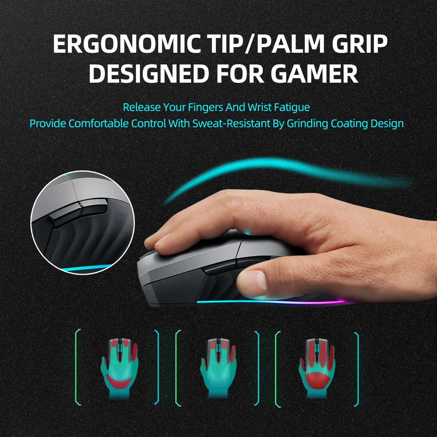 Thunderobot Ml703 Pro Wireless Gaming Mouse 2.4g Wireless Wired Rgb Gamer 19000 Dpi 1000mah Mouse para pc Portátil Gaming - Imagem 3