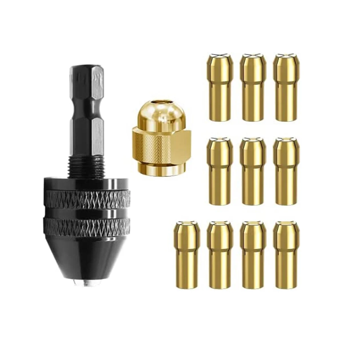 

Brass Collet Set, 4485 Brass Tool Accessories with 1/32In To 1/8In Replacement 4486 Drill Keyless Bit Chuck Tool