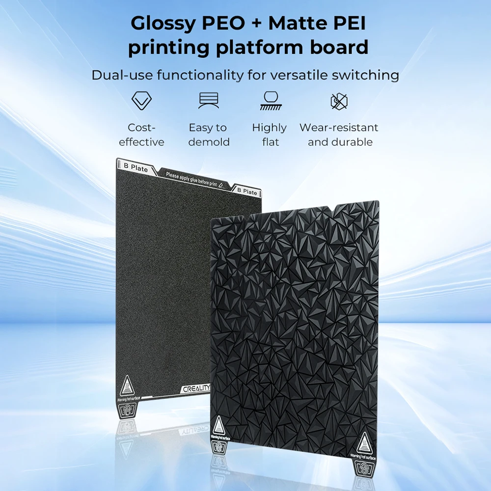 Creality K1 Max 양면 인쇄 플랫폼 보드 키트, 부드러운 마그네틱 스티커 없음, 광택 PEO + 매트 PEI 표면 쉬운 모델