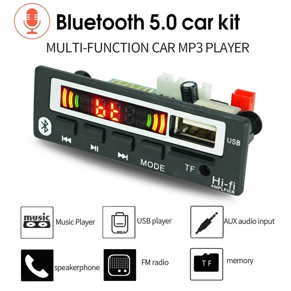 Wireless Bluetooth 12V MP3 WMA Decoder Board Audio Module Support USB TF FM Radio Module For Car Accessories