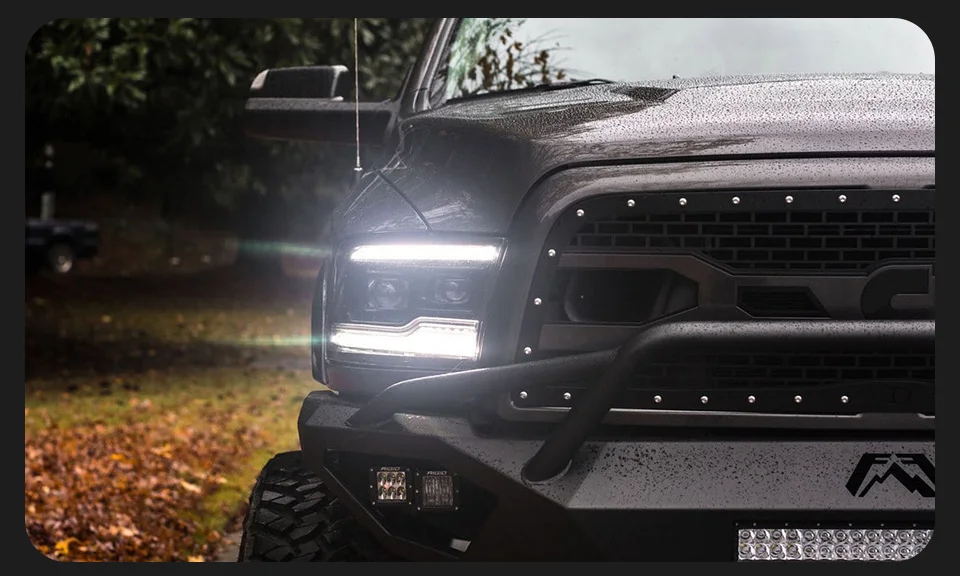 2 قطعة أضواء السيارات أجزاء ل دودج رام 1500 2500 3500 2009-2018 رئيس مصابيح LED العلوي LED المزدوج العارض تجميل