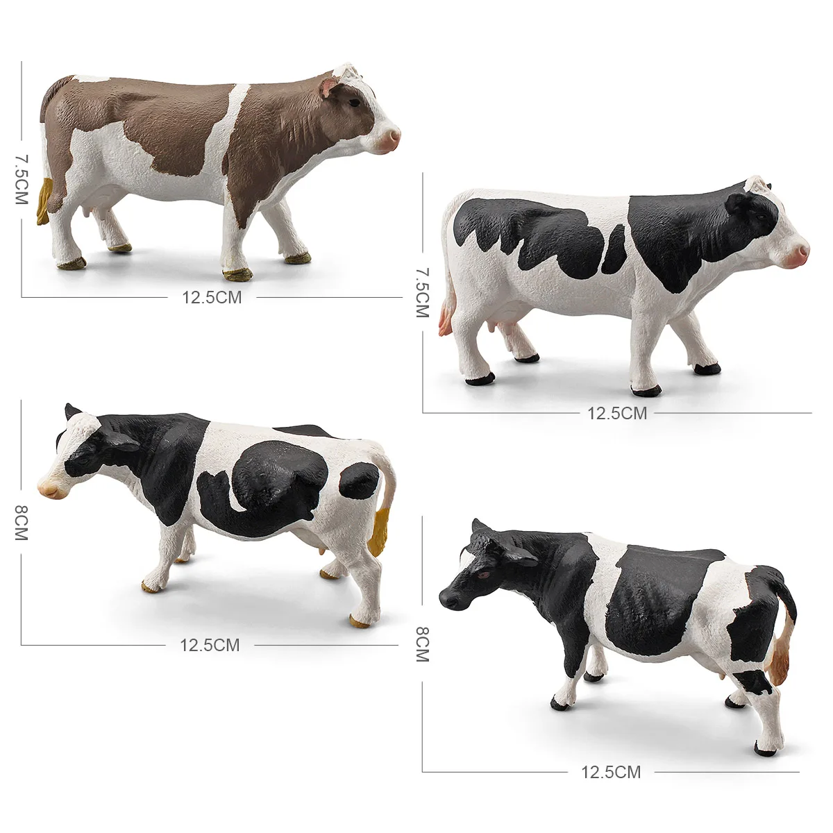 Simulated Farm Poultry, Livestock, Cow Model, Simmental Cattle, Black and White Cow Decoration, Ranch Animals 5