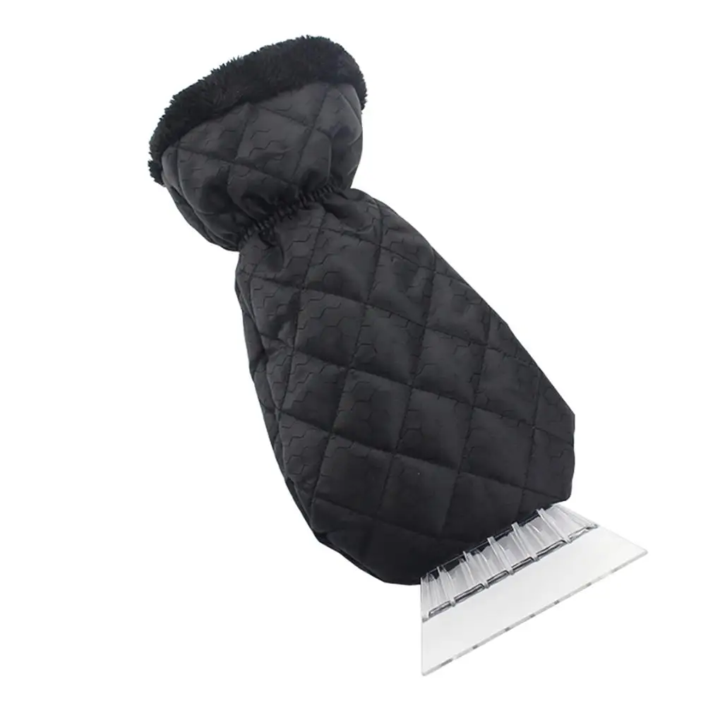 Car Snow Scraper with Glove Plush Winter Windscreen Frost Ice Remover