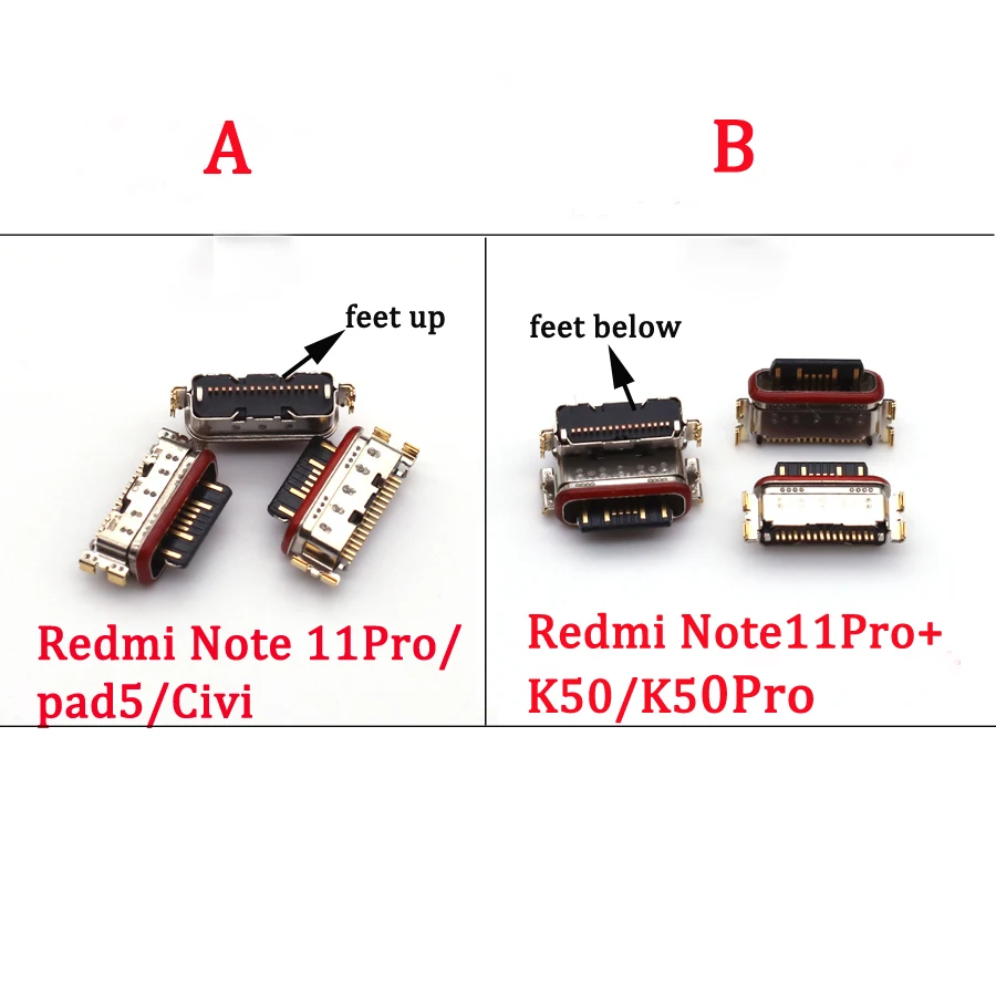 

USB-коннектор для зарядной док-станции Xiaomi Mi CiVi Redmi NOTE 11 Pro/Note11Pro/Note11 Pro + /K50/K50 Pro, 10 шт.