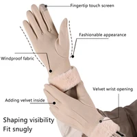 Thickened Touch Screen Suede Gloves Women Autumn Winter Outdoor Fashion Full Finger Warm Skiing Cycing Hiking Sports Glove Lady - Image 4