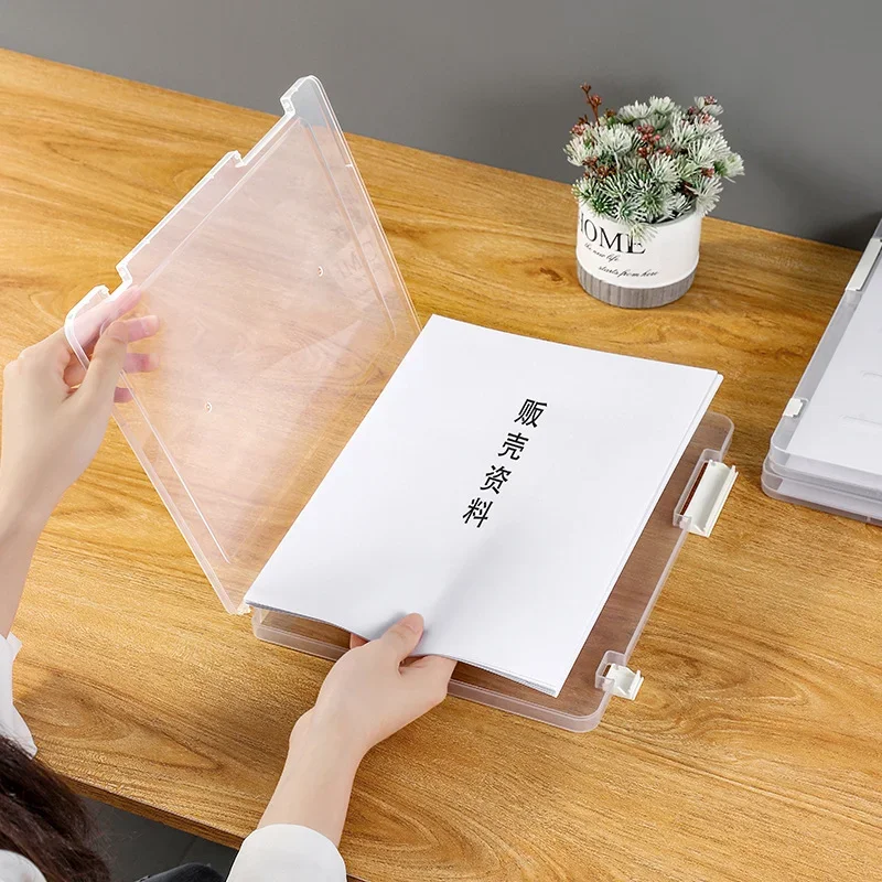 투명 파일 보관함, 휴대용 문구 정리함 플라스틱 상자, 사무실 학교 용품 액세서리, 보관 정리함 박스