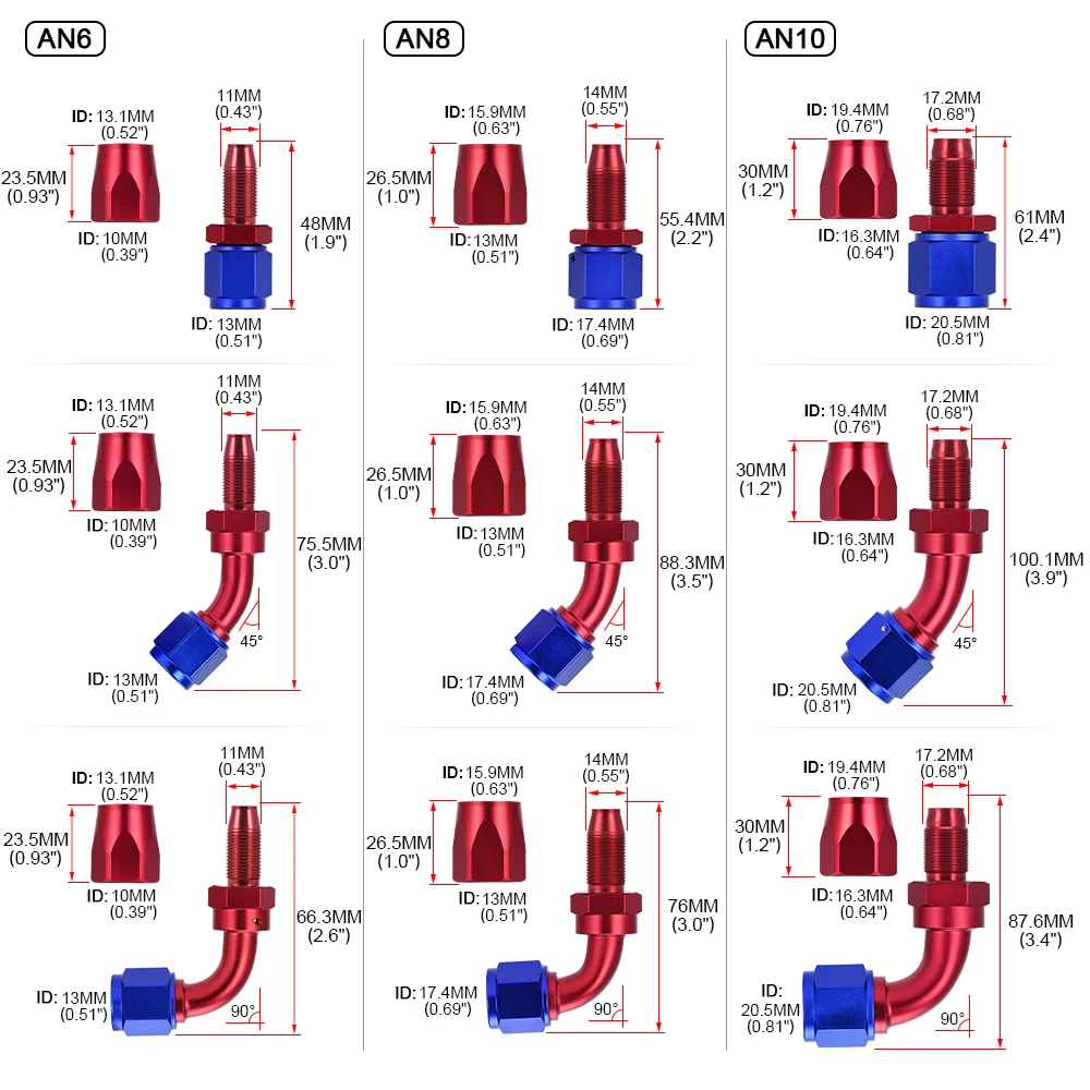 AN6-AN16 Oil Hose End Fitting Adapter Kit