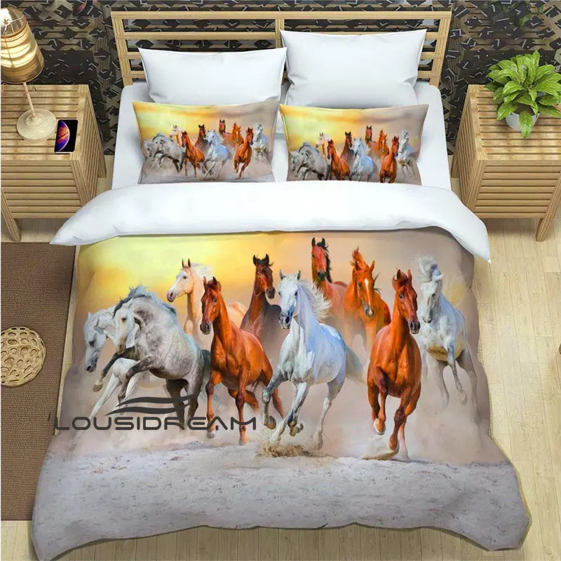 

Animal Horse Duvet Cover Set Pillow Cover 3D Fashion Printed Home Textile Extra Large Bedding Set Adult Twin Three Piece Set