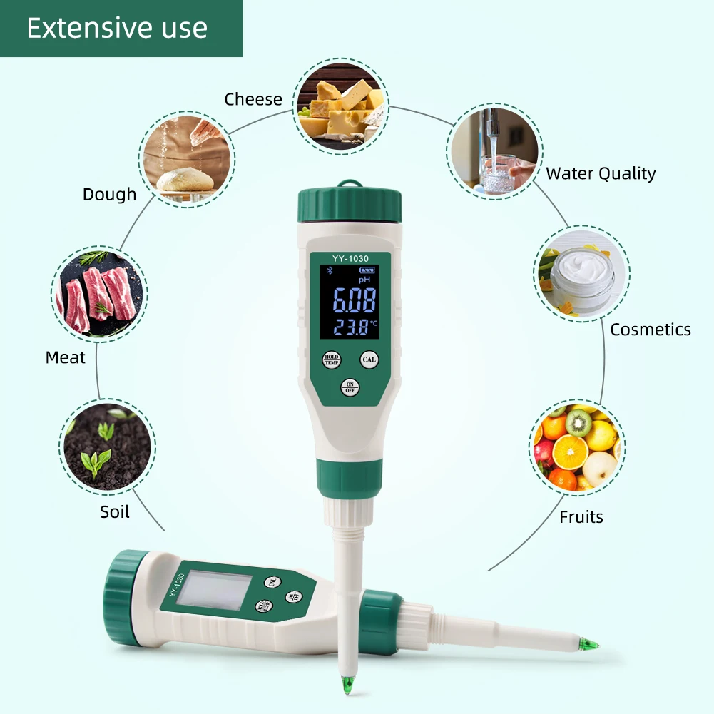 Digitální Bluetooth jídlo kyselost měřič 0.00~14.00 vysoký přesnost senzor chytrá temp acidity tester pro alkoholové kvašení ovoce sýr maso konzervárenský