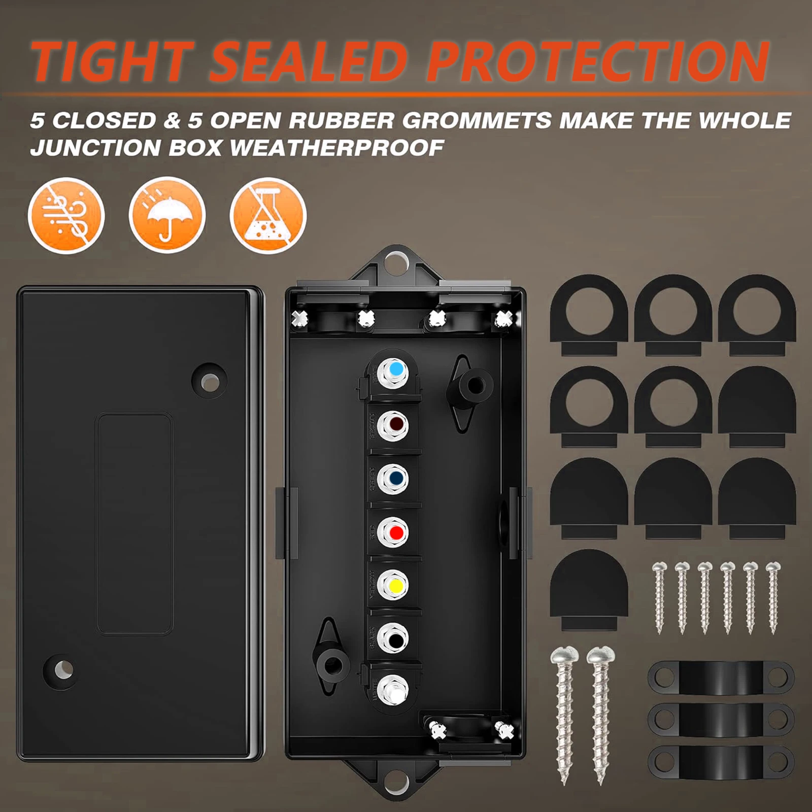 Trailer socket trailer plug socket 7 Way electrical trailer wire junction box 7 gang trailer wire connection box RV light cord plug wiring block holder universal