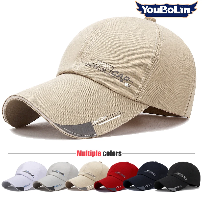 Frühling und Sommer einfacher Laufstil mit verlängerter Krempe, Baseballkappe, Herren-Sonnenhut, Canvas-Hut mit breiter Krempe