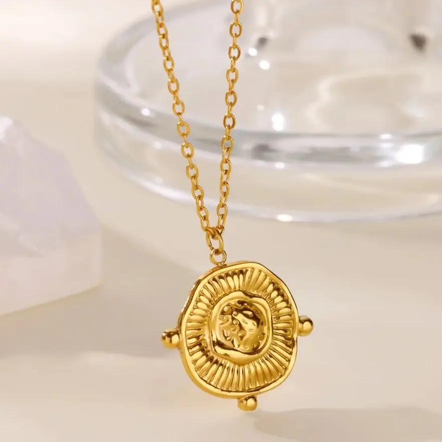 Stainless Steel Necklace Irregular Round Women Necklace