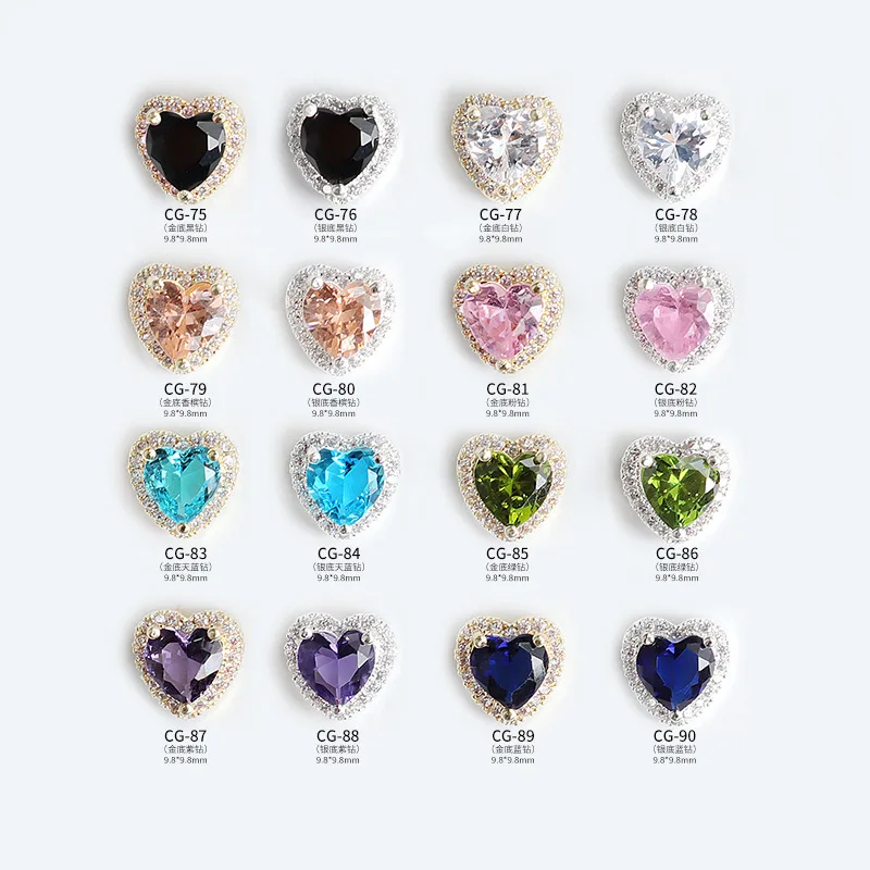 

5Pcs Shiny Heart Luxury Zircon 3D Nail Art Decorations Diamond Crystal Charm Alloy Jewelry Manicure Design Accessories