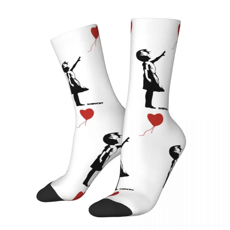 

Casual Banksy Girl Red Balloon Theme Skateboard Socks Product All Seasons Socks Sweat Absorbing