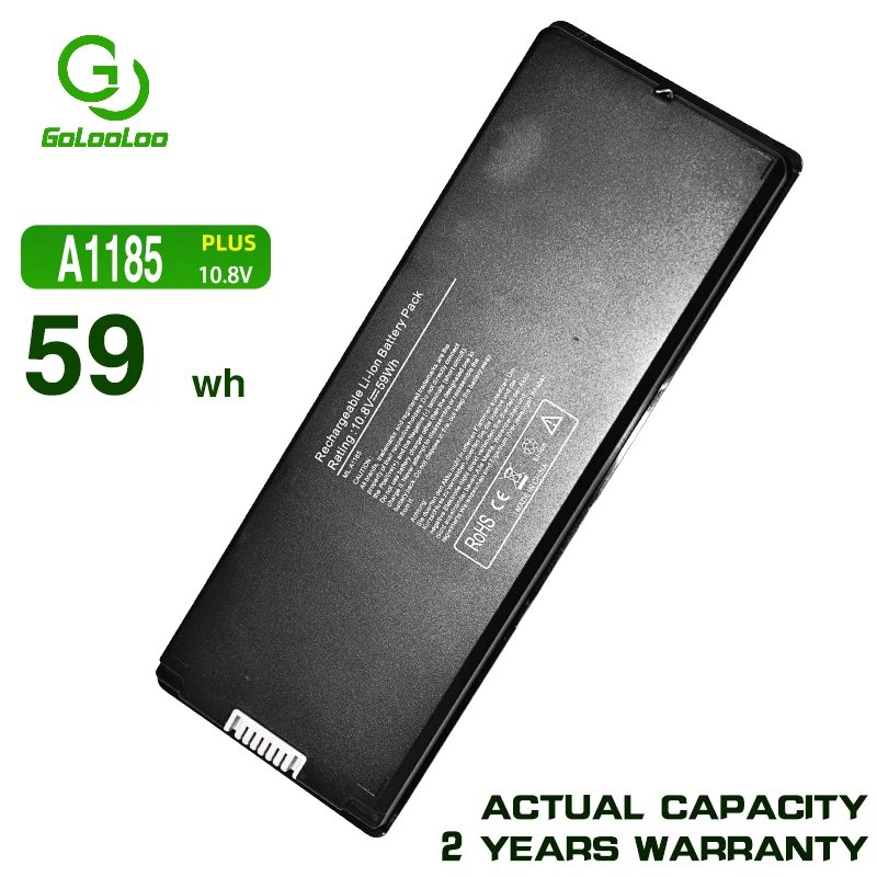 

Аккумулятор Golooloo для ноутбука Apple Macbook 13 дюймов, A1185 A1181 MA566FE/A MB881LL/A Black 59Wh