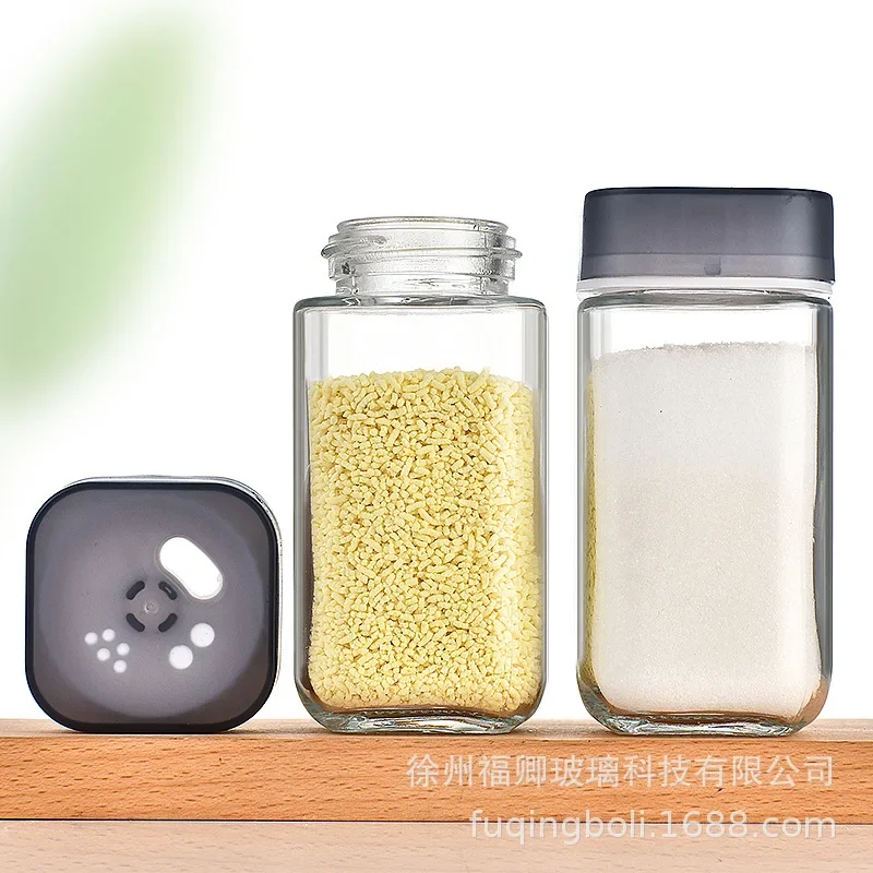 Household combination packaging square plastic cap seasoning bottle transparent glass monosodium glutamate saltpot easoning tank