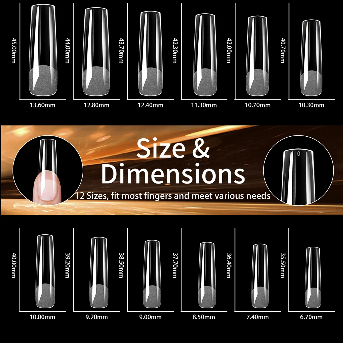 2XL Extra lange weiche Gel-Spitzen, halb matt, klar, vollständige Abdeckung, künstliche Nägel, Stiletto, quadratisch, oval, zum Aufdrücken der Nägel für Verlängerungsdesign – Detail 7