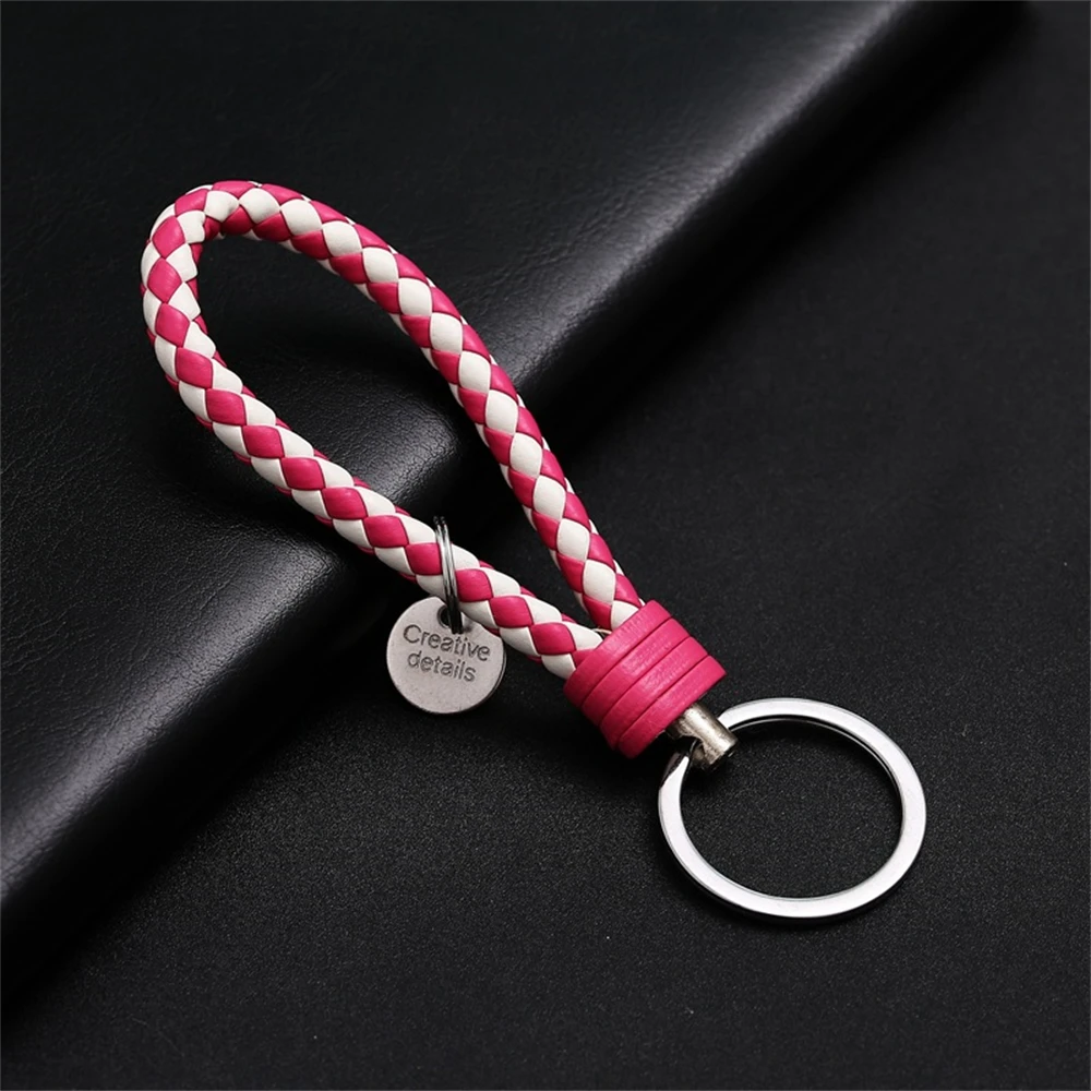 Braided PU Leather Wristlet Keychain Strap - Stylish Accessory