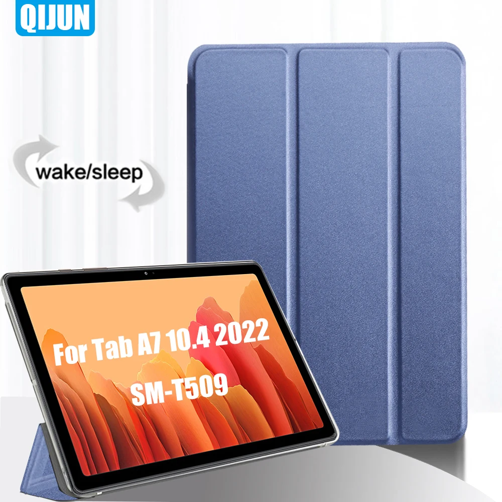 삼성에 적합한 갤럭시 탭 A7 2022 커버, 10.4 인치, 가죽 스마트 마그네틱 스탠드, 쉘 PC 후면 커버, SM-T509