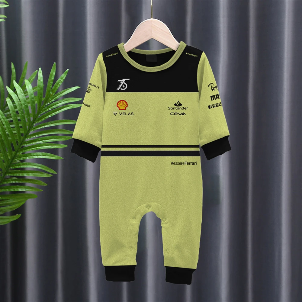 2022 New F1 Clothing Racing F1 Fleding Red Team Racing 75th Anniversary Boys Girls Sports Jumpsuits Cotton Baby Hot Selling Craw - Rompers