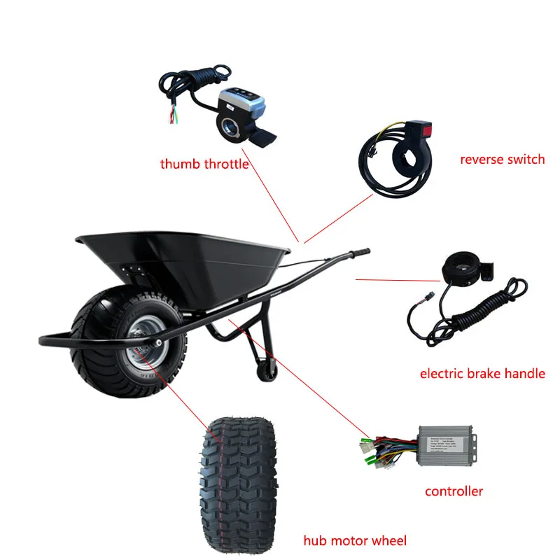 Electric Wheelbarrow Components 15 Inch 24V/36V/48V 250W-500W Wheel In Motor Kits Electric Garden Cart Conversion Motor Kits
