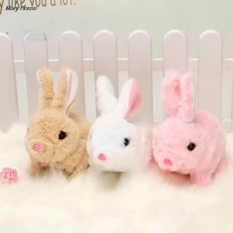 Electronic Plush Rabbit Toy Robot Bunny Walking Jumping Running Animal Shake Ears Cute Electric Pet for Kids Birthday Gifts