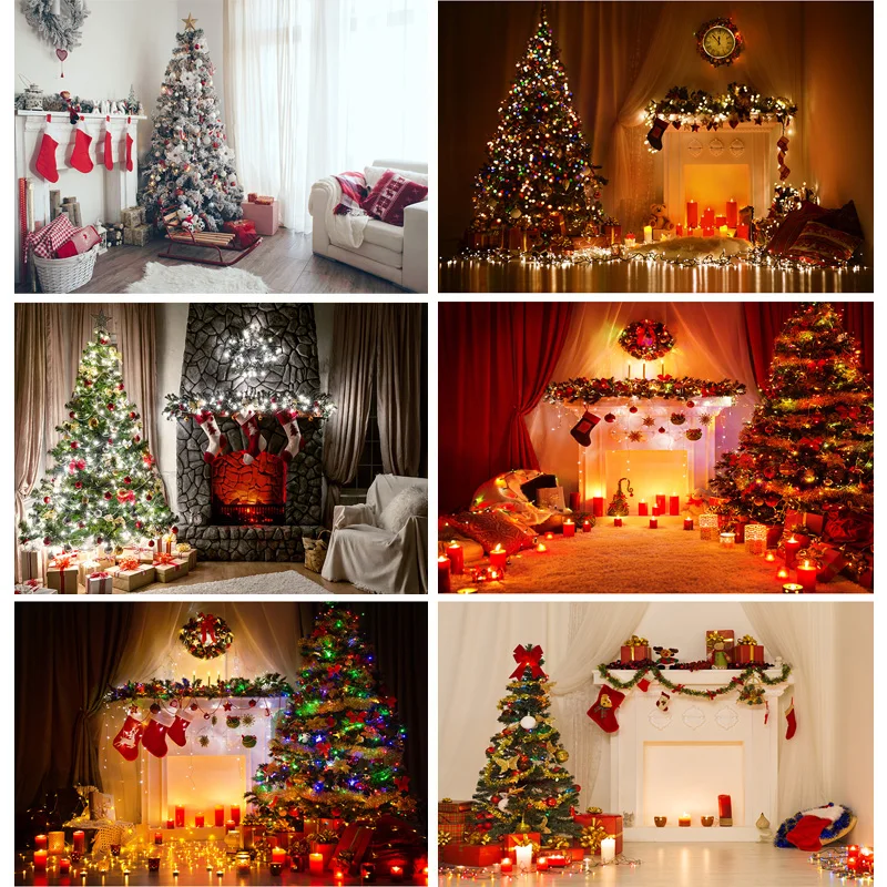 

Christmas Indoor Theme Photography Background Christmas tree Children Portrait Backdrops For Photo Studio Props 21523 DYH-01