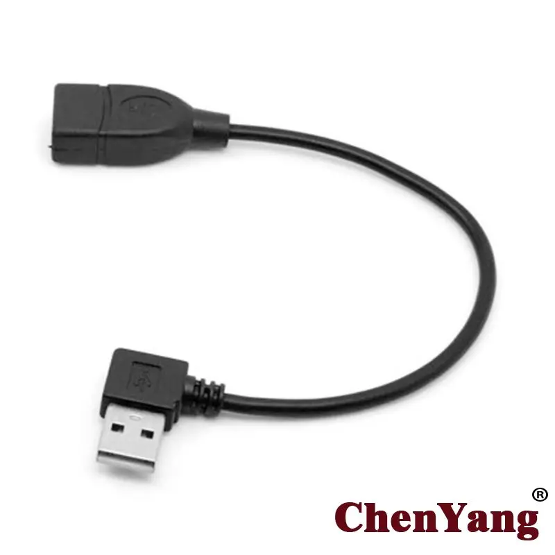 Удлинительный кабель CY CYSM с левым углом 90 градусов, USB 2,0, тип А, штекер-гнездо, 20 см