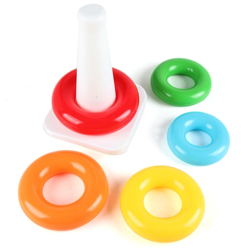 Rainbow Rotating Music Stacking Music Colorful Stacking Circle 1-3 Year Old Baby Tower Puzzle Early Education Toy