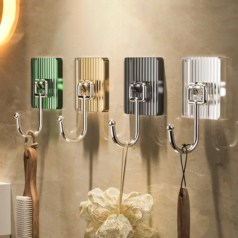

2/4Pcs Luxury Hooks Self-adhesive Acrylic Bathroom Hooks Waterproof Towel Holder Home Door Metal Hanging Hook Home Accessories