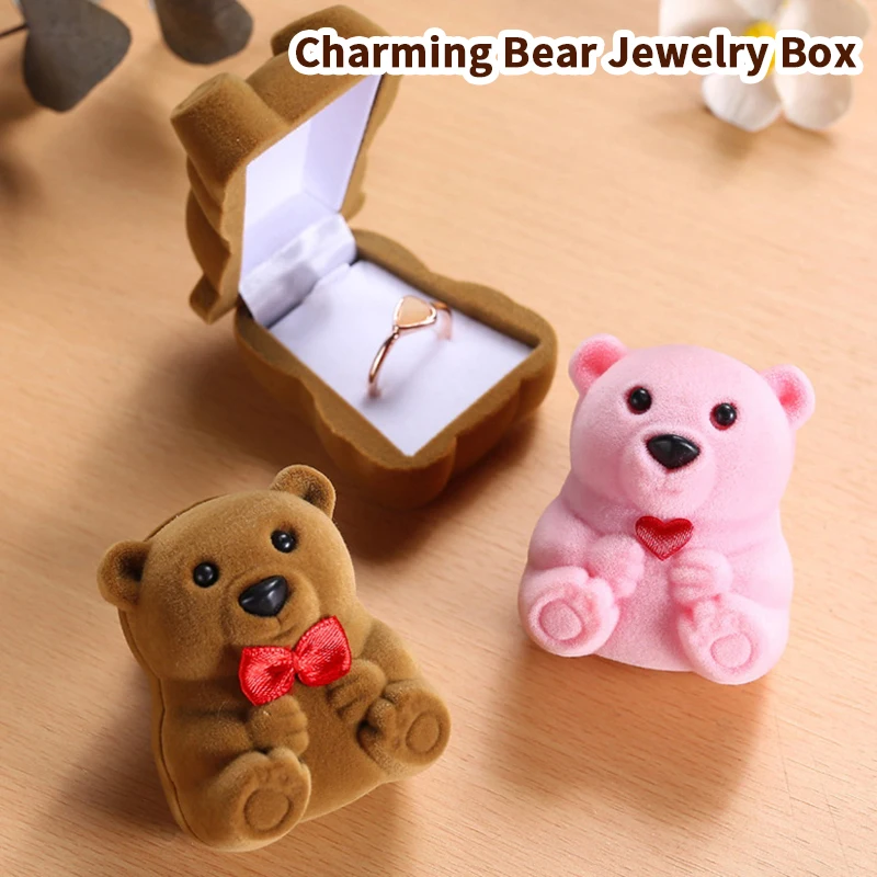 Charming Teddy Bear Jewelry Box, Ring Organizer, Suitable For Storing Rings, Earrings And Other Jewelry, Exquisite Jewelry Box