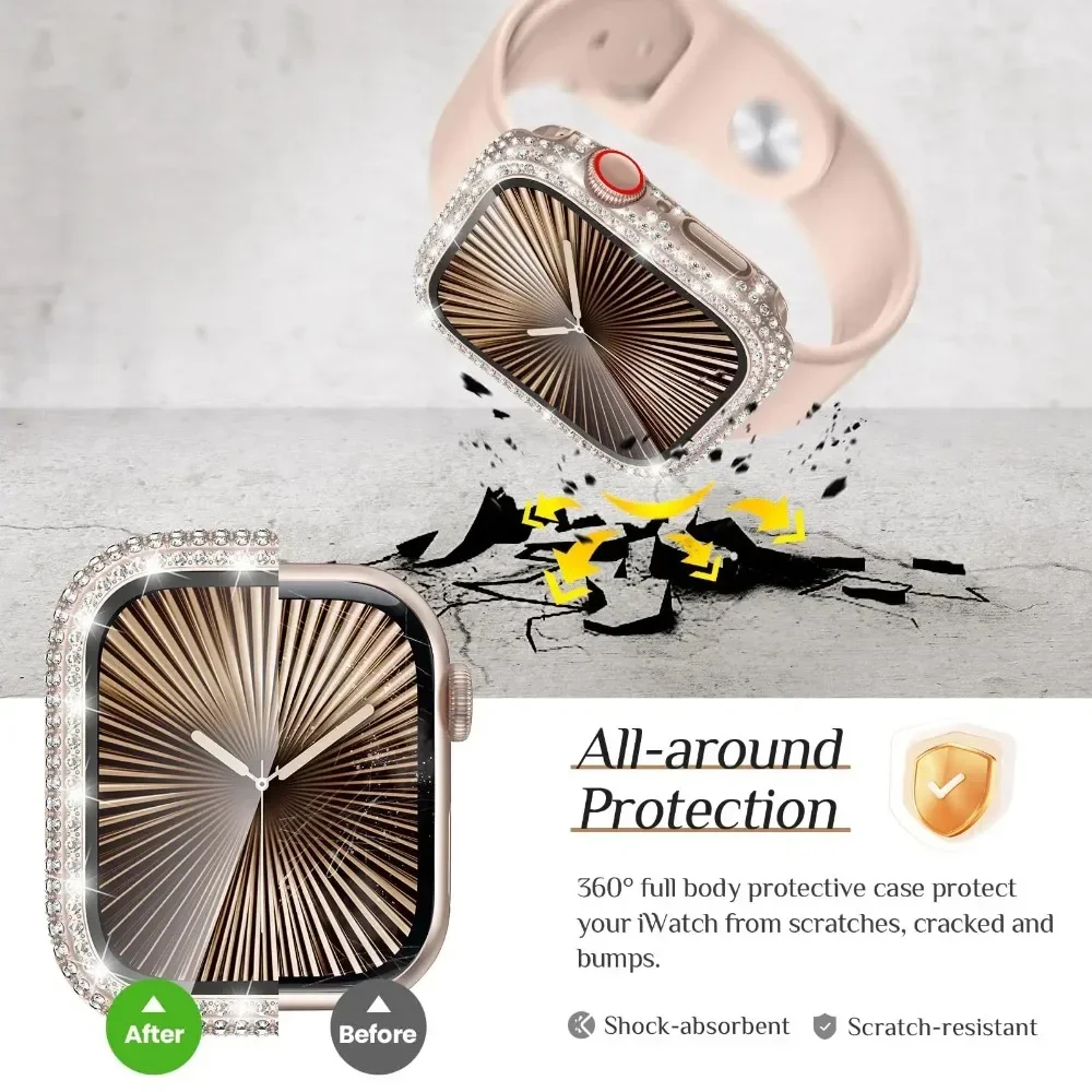 Elegant Diamond Bling Apple Watch Bumper with Screen Protector